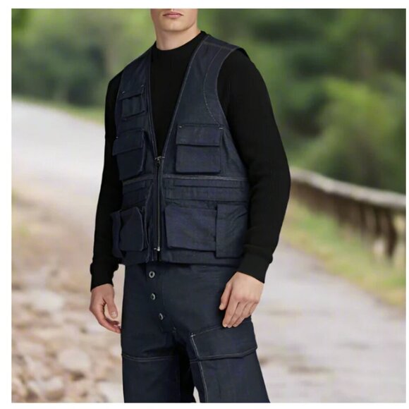 Men's Black Utility Vest - Picture 2 of 8